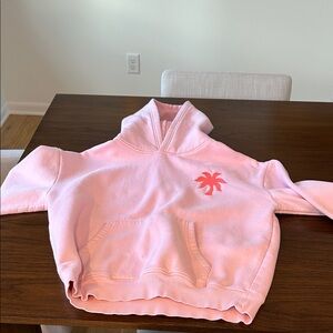 Pink palm puff hoodie
